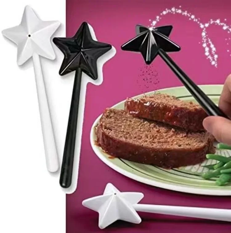 Description Picture 2 of itemPortable Salt Pepper Shakers Refillable Magical Star Wand Spice Dispenser Seasoning Shaker Set Kitchen Supplies BBQ Gadgets