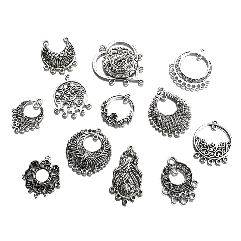 

Antique Charms Pendants Connector For Earring Making Vintage Silver Color Metal Charms Diy Jewelry Finding Accessories Wholesals