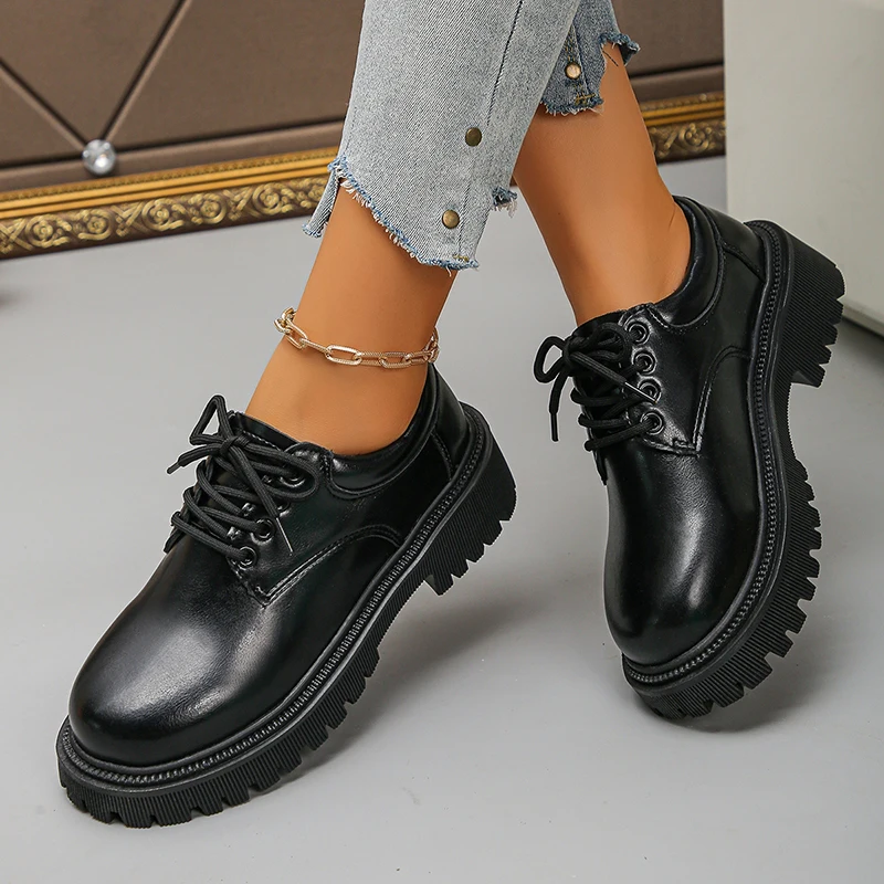 Dress Tie Up Platform Shoes Women's Platform Oxford Shoes
