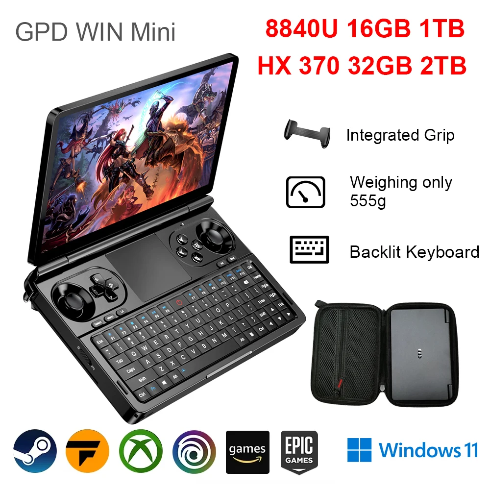 Nouveau 2025 GPD WIN Mini AI 9 HX 370 7 pouces 120Hz tablette de jeu portable 64GB RAM 2 to SSD poche Mini ordinateur portable lecteur de jeu Console