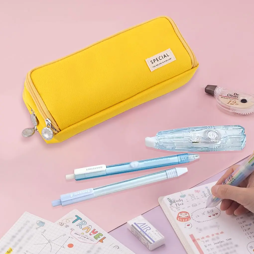 Spacious Triple-Section Pencil Case & Stationery Organizer