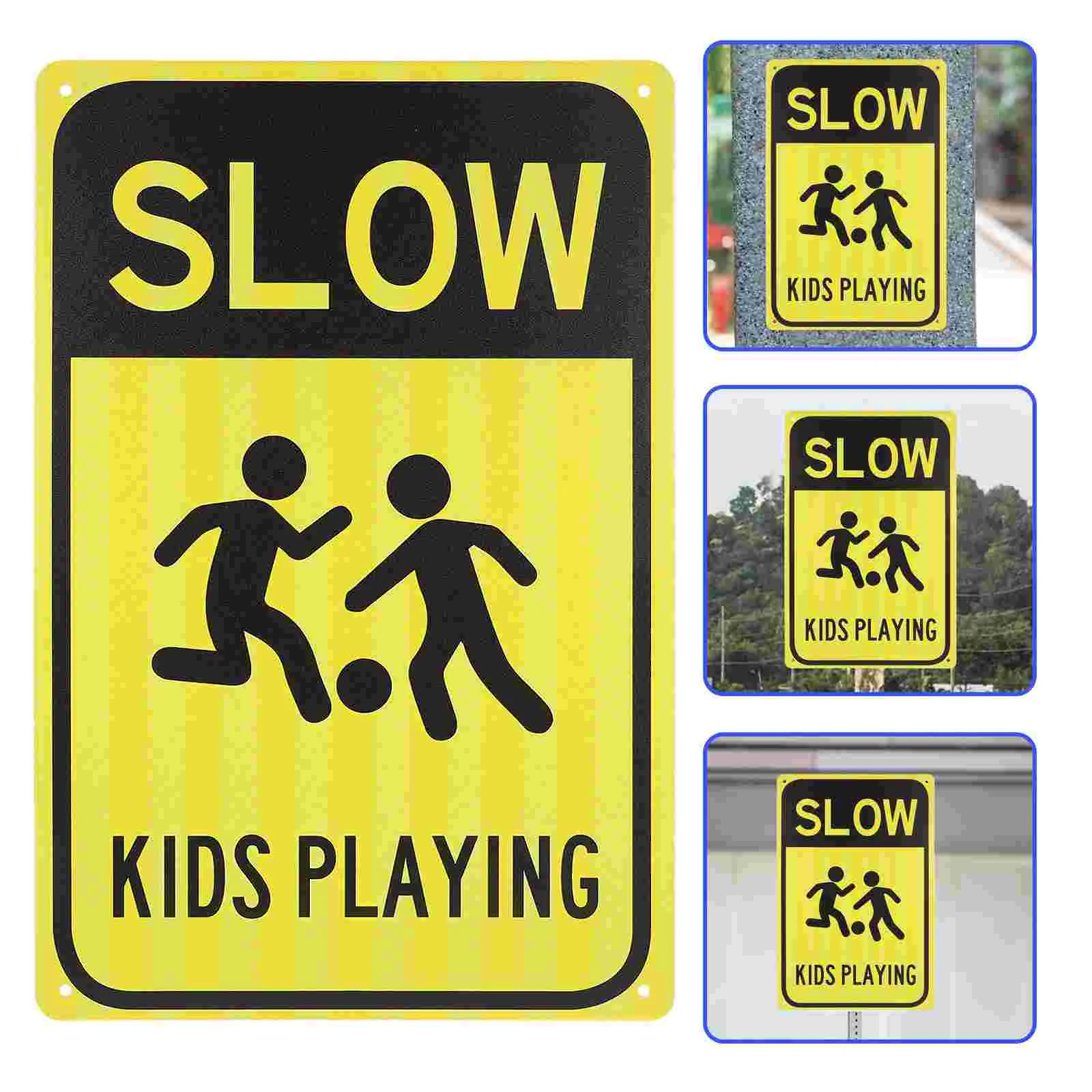 Street Sign Slow Down Road Sign Kids Play Caution Metal Road Traffic Street Kids Slow Down Warning Traffic traffic street sign