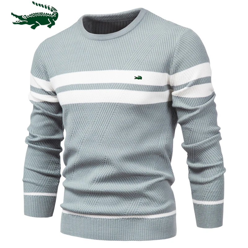 

2023 High Quality New Mens Boys Winter Stripe Sweater Thick Warm Pullovers Men's O-neck Basic Casual Slim Comfortable Sweaters