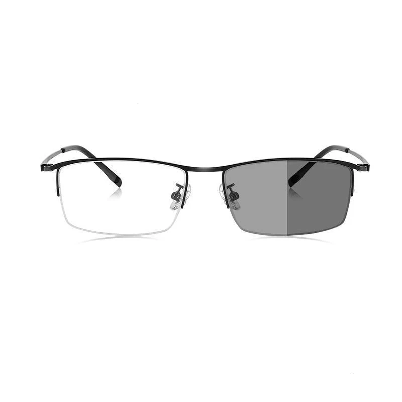 Vintage Business Half Frame Photochromic Myopia Glasses Metal Near Sight Eyeglasses Finished Minus Eyewear Diopter 0 To -6.0 5