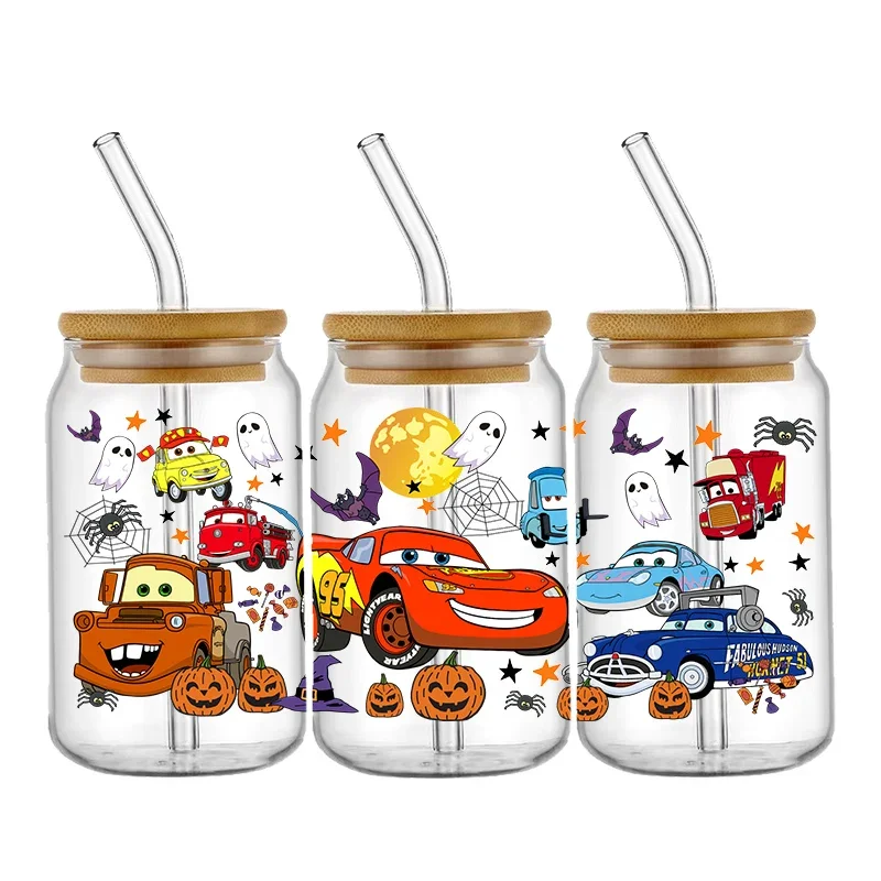 الكرتون سيارات ماكوين UV DTF نقل ملصقات كأس التفاف...