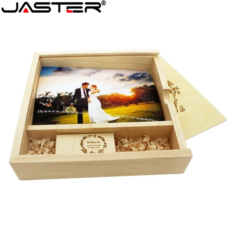 JASTER Walnut Photo Album USB Flash Drive, Photography Box Custom Logo Wedding Gift, 64GB 32GB 16GB 8GB, Memory Stick - Image 5