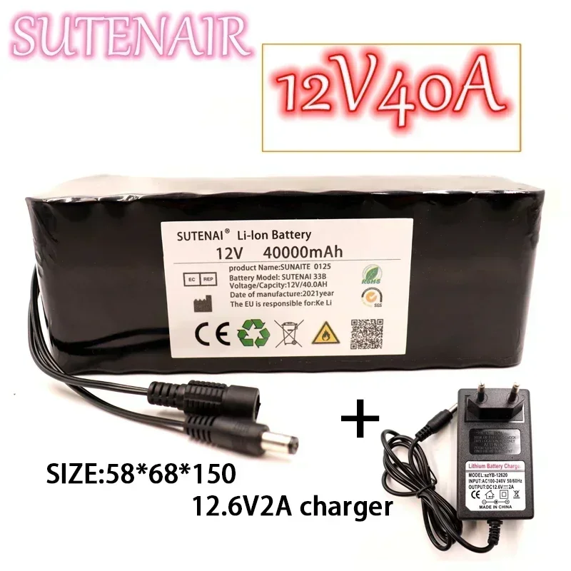 

18650 Li ion battery 12V 40ah 3s10p 12.6V 40000mah is used for xenon lamp of inverter, solar street lamp is used for vehicle ins