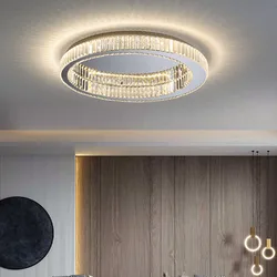 Modern Minimalist Round Crystal Ceiling Lamp Living Room Decoration Luxury  Bedroom Dining  Indoor Lighting For Home