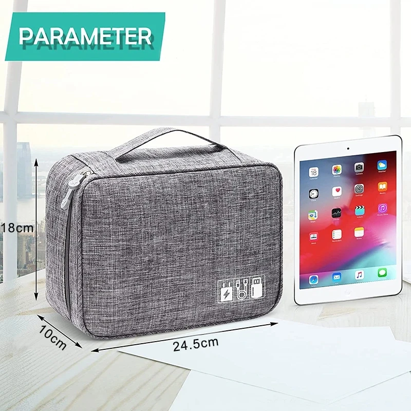 Travel Portable Electronic Organizer Waterproof Data Line USB Data Line Charger Storage Bag With Handle Cable Organizer cable storage box