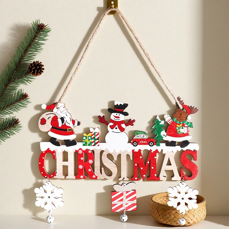 Wooden Christmas Hanging Pendants Gnome Santa Claus Merry Christmas Decoration For Home Xmas Tree Ornaments New Year Gifts