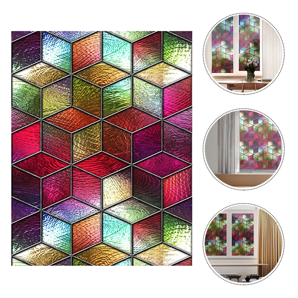 

Homoyoyo Window Privacy Film 3D Non Adhesive Vinyl Opaque Window Cling Stained Frosted Glass Decals Door Decorative Sticker Home