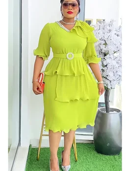 Plus Size African Party Dresses for Women 2025 New Fashion Dashiki Ankara Wedding Evening Gown Elegant Turkey Muslim Maxi Dress