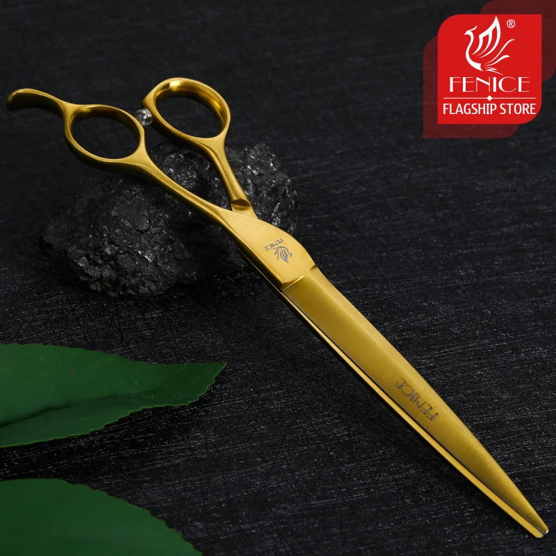 Fenice 7.25inch Professional Pet Grooming Scissors Straight Cutting Shears with Serrated Teeth VG10 Dog Beauty Tools for Groomer