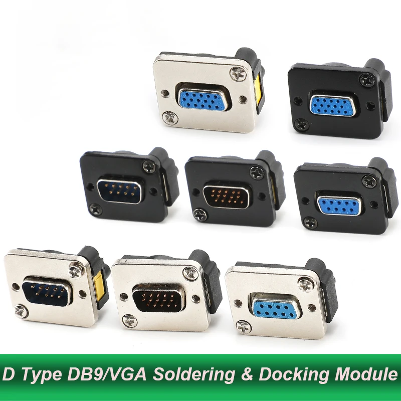 

D Type VGA-DB9/15 Male & Female Chassis Docking Module Adapter 15 Pin Double Pass Solderless 86 Panel RS232 Interface Connector