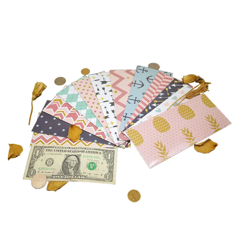 12pcs Cute Anchor Wave Pattern Cash Envelope Business Gift Student Hand Account Sulfuric Acid Paper Budget Western Envelope