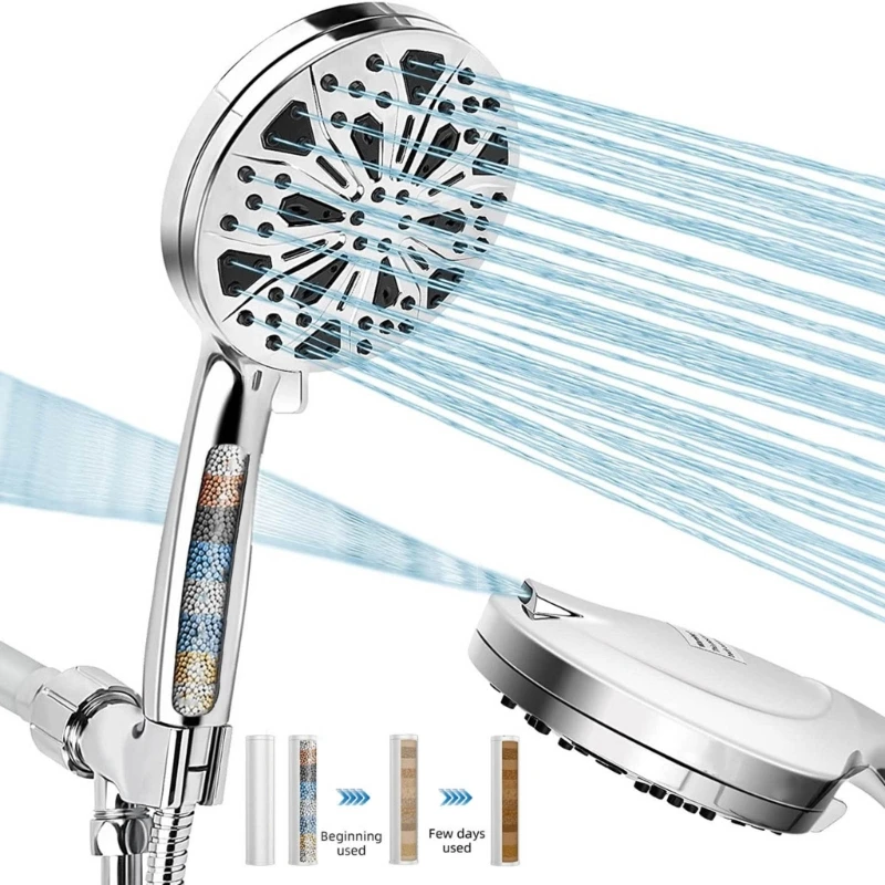 

High Pressure Filter Shower Head Water Saving Pressure Boosting Showerhead 10 Fuctions Handheld Shower Universal Dropshipping