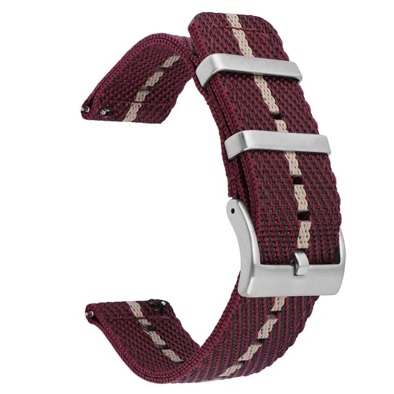 Quick Release Nylon Weave Stripe Watch Band, Sport Wrist Bracelet