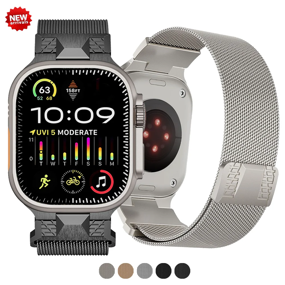 

Ремешок «Миланская петля» для Apple Watch Band Ultra 2 49 мм 9 8 7 45 мм, металлический магнитный браслет для IWatch 6 5 4 3 2 SE 44 мм 42 мм