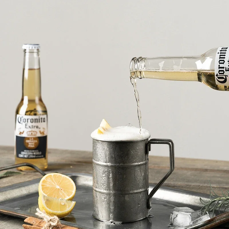 Beer Stainless Steel Cup Retro Industrial Style Cold Drink Outdoor Camping Style High Aesthetic