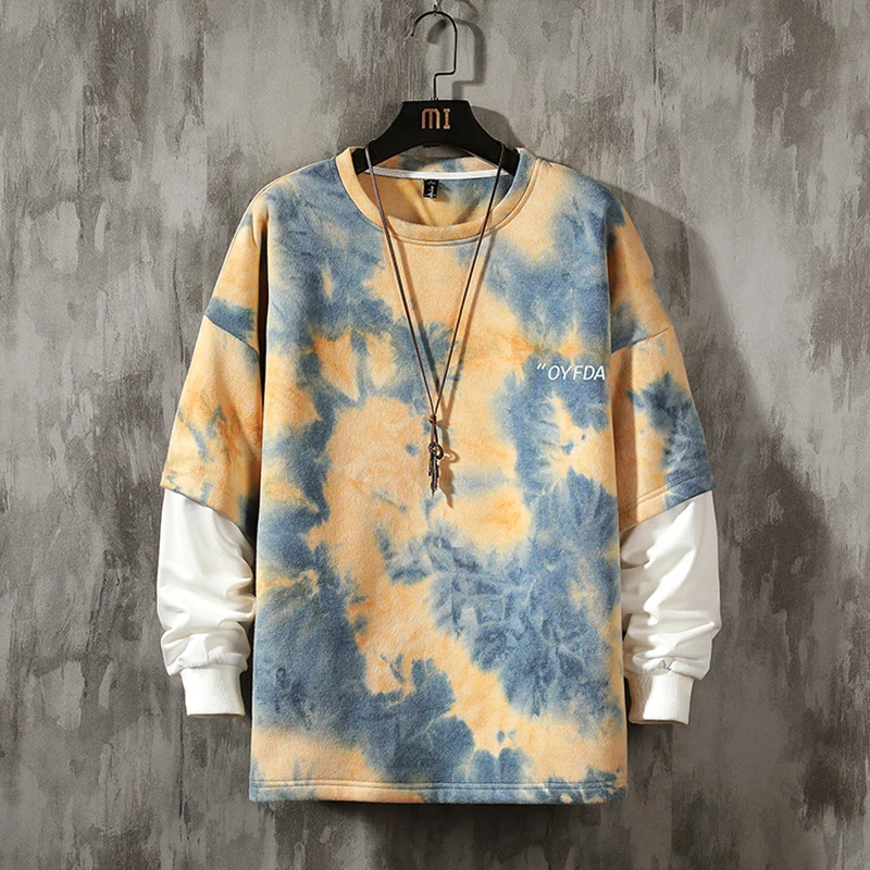 

Tie-dye Men's Hooded Sweatshirt Fshion Brand Streetwear Hip-hop Loose Hoodies Clearance Male Shirt