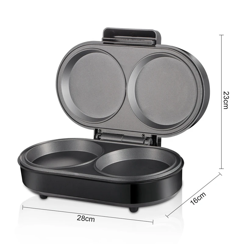 Double Mini Omelet Maker Round Non-Stick Grids Makes 2 Personalized Individual Breakfast Chaffles & Hamburger