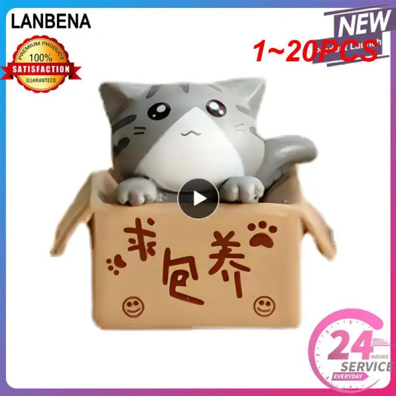 1 ~ 20Pcs Cartoon Poor Box Cat Kitty Model Piccola Statua Car Figurine Crafts Garden Figurine Ornament Kids Room Desk Garden