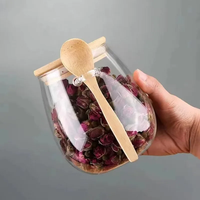 Large Capacity Transparent Glass Miscellaneous Grain Snack Storage Sealed Jar With Spoon Lid Tea Jar Storage Jar 4
