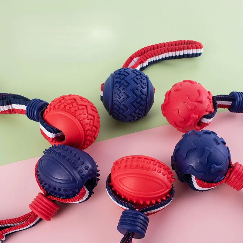 Bite Resistant Dogs Chewing Toys Pet Interactive Training Rope Knot Balls Puppy Tooth Cleaning Molar Ball with String Dog Toy 3