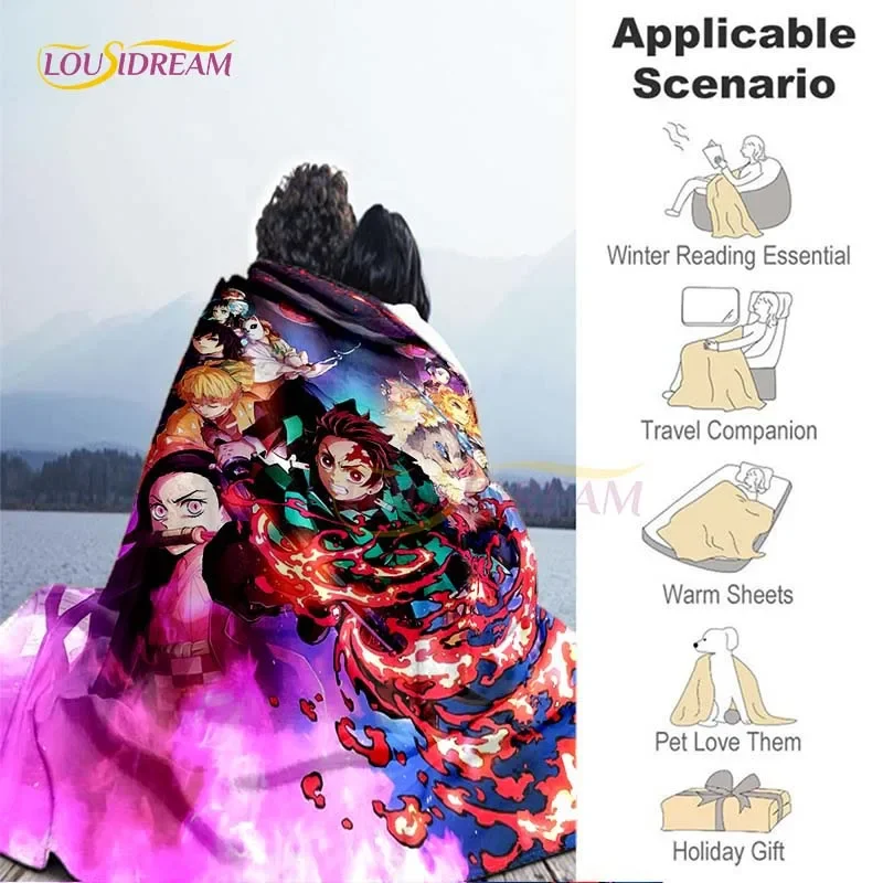Demon Slayer Anime Blanket Sofa Cover Ultra-Soft Carpet Warm Bed Sheet Bedspread Bedding Room Decor 3