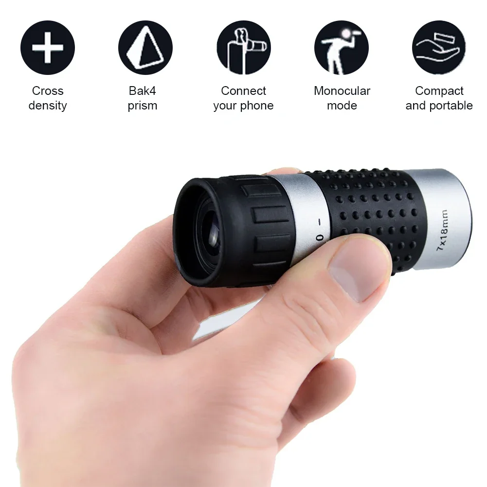 1Pc Mini Powerful Monocular Telescope 7x18 Zoom Binoculars Long Range Night Spyglass for Outdoor Camping Bird Watching Tools