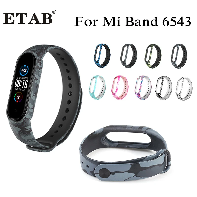 Silicone Bracelet For Xiaomi Mi Band 6453 Sport Wristband Mi Band 5 6 Replacement Straps for  Waterproof Print Smart Watch Strap