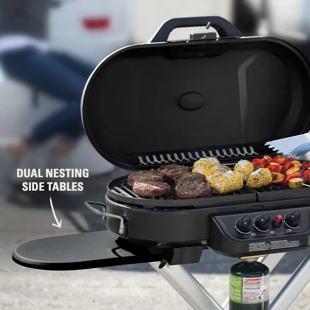 RoadTrip 285 Portable Stand-Up Propane Grill, Gas Grill with 3 Adjustable Burners & Instastart Push-Button Ignition