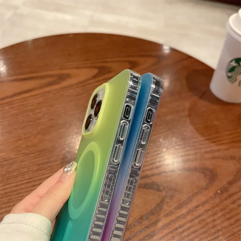 Aurora Gradient Magnetic Charging Case - Luxury Acrylic Laser Cover