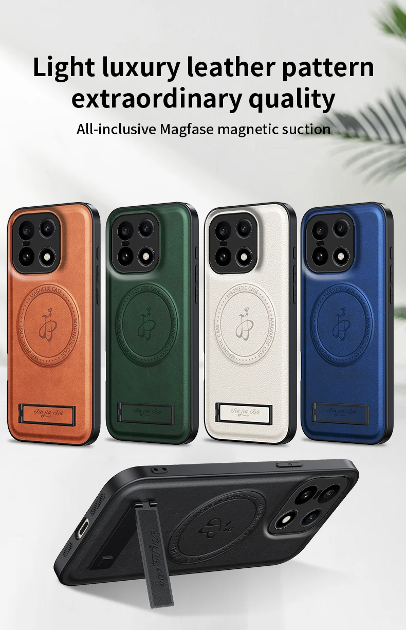 Leather Stand Case with Magnetic Holder and Camera Protector