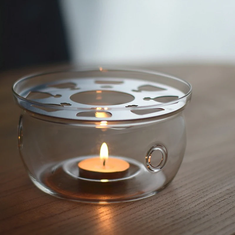 Round Teapot Warmer Ramadan Teapot Heater Base Candle Holder Clear Glass Heat-Resisting Stove teapot warmers