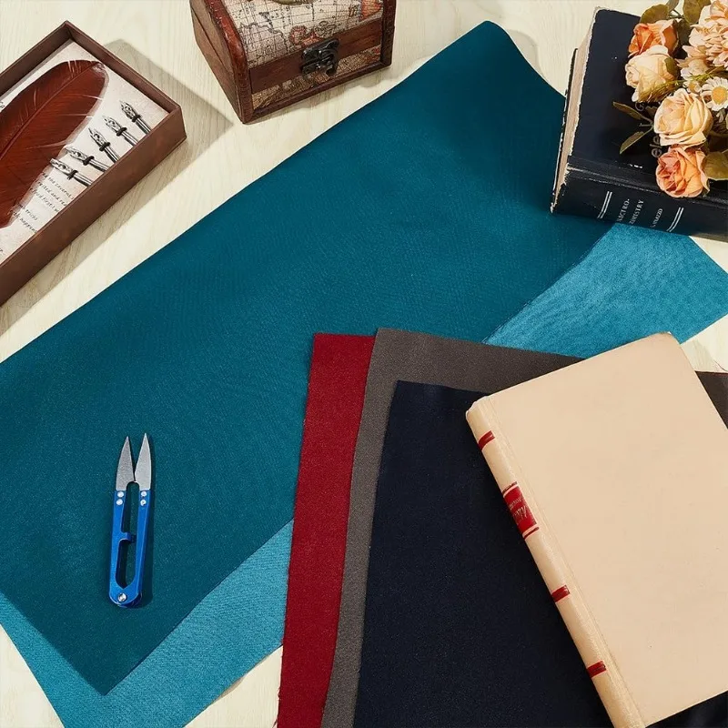 4pcs 4 Colors Notebook Binding Cloth 19.7x17.1 inch Faux Suede Bookcover Fabric DIY Notebook Cloth Protective Cover Bookbinding