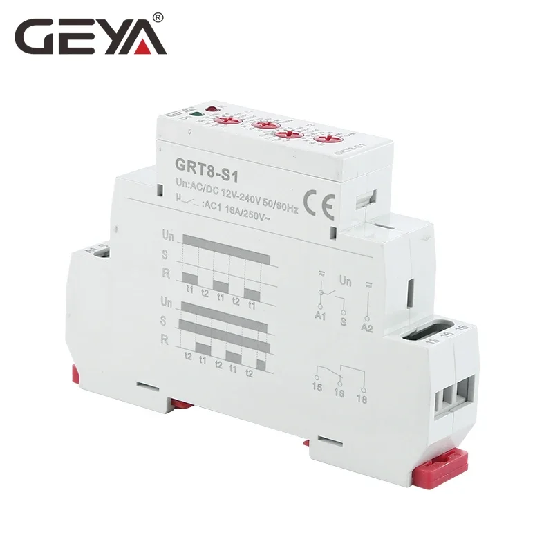 GEYA Asymmetric Cycler Time Relay AC230V OR AC/DC12V-240V Repeat Cycle Timer Relay 0.1s-100days