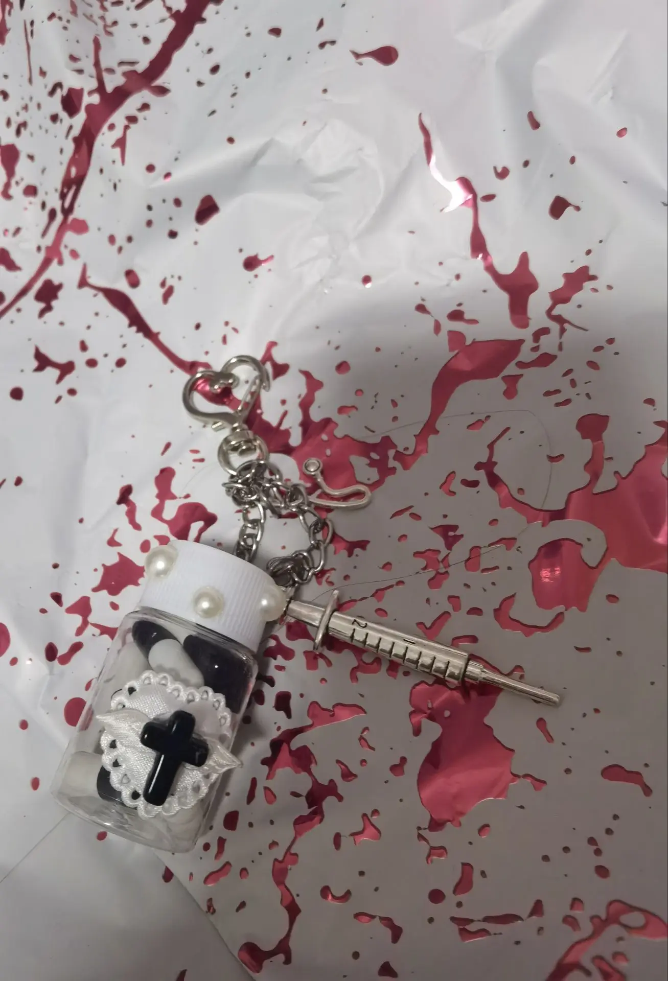 Anime Ornament Pill Syringe Multi-color Y2k Girl Boy Bag Pendant Gothic Lolita Halloween Csplay Prop Decoration Keychain