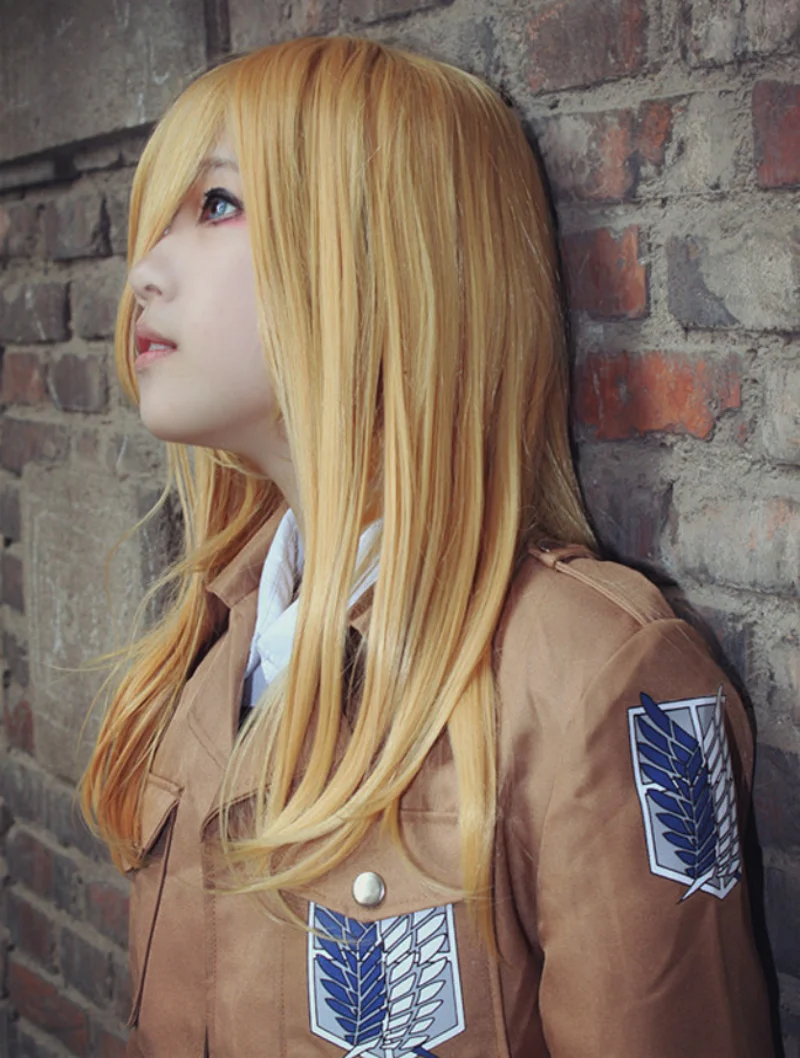 

Attack on Titan Krista Lenz Christa Short Blonde Kyojin Renz Heat Resistant Cosplay Costume Wig+ Wig Cap