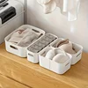 5pcs Stackable Storage Box Set,Rectangular Plastic Organizer Containers,Durable, Reusable,for Kitchen,Bathroom,Dorm Essentials 5