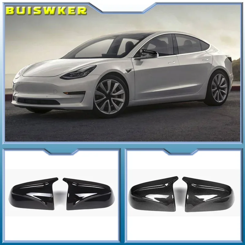 

Чехол для зеркала заднего вида Tesla Model 3, наклейка на боковое зеркало заднего вида, модификация украшения автомобиля, углеродное волокно ABS для моделей 3 2017-2021