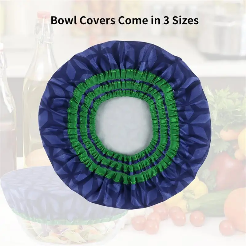 Bowl Covers Set Elastic Food Storage Covers 3 Reusable Fabric Bowl Lids For Food Storage Container Kitchen Supplies food cover kitchen utensils kitchen supplies fresh keeping cover preservation cover bowl cover