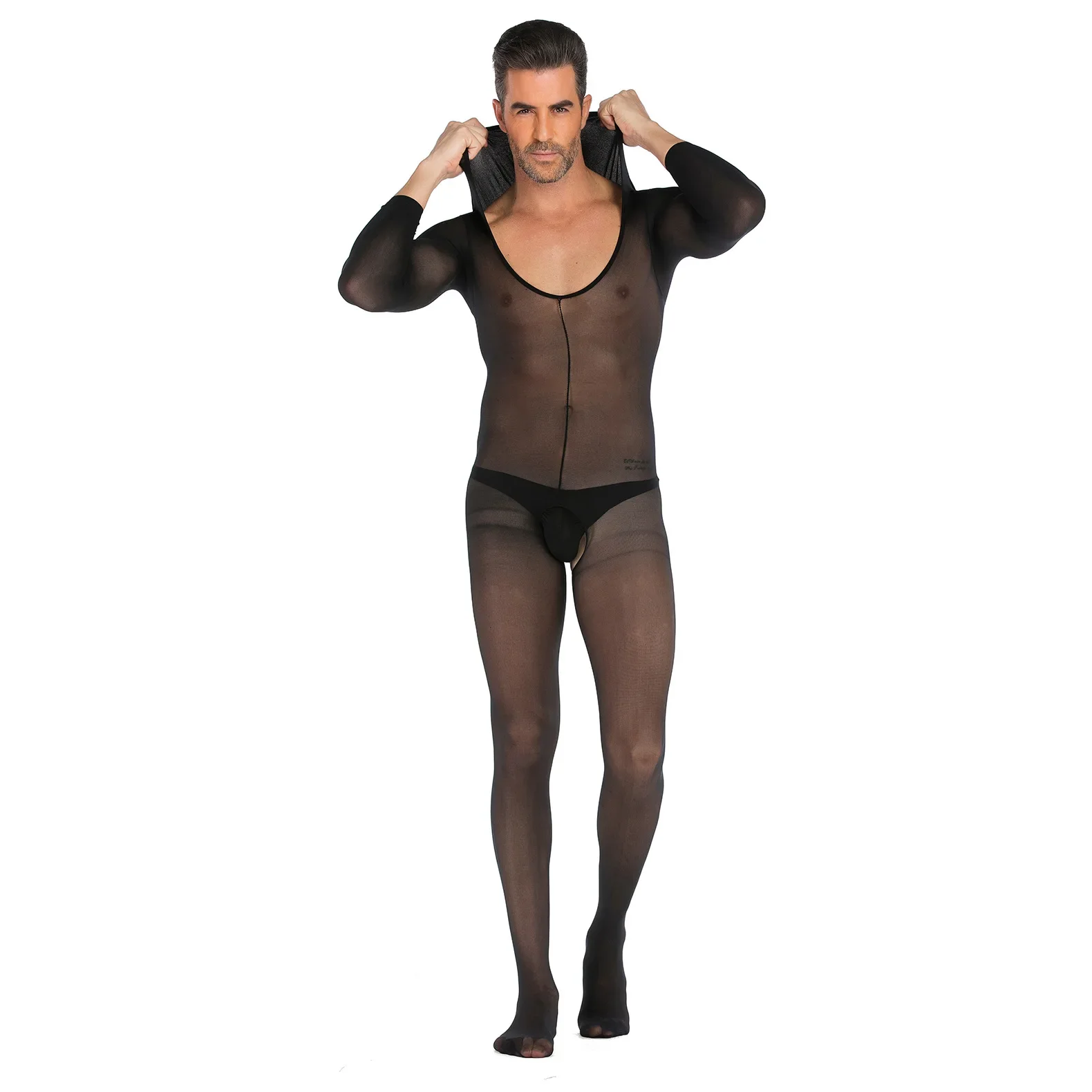 

Hood Male Underwear Sexy Lace Lingerie Jumpsuit Stockings Sleepwear Leggings Set Gay Sissy Lingerie for Men Adult