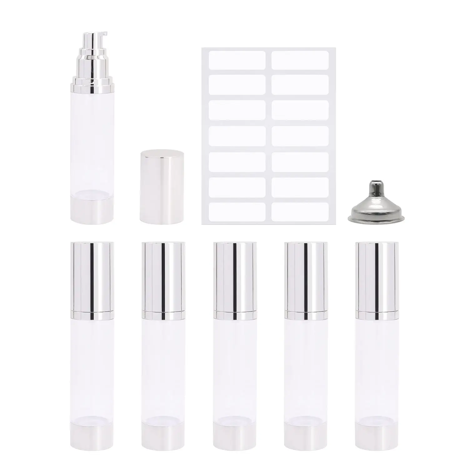 

6Pcs 30ml/50ml Clear Gold Airless Pump Bottles Travel Size Cosmetic Lotion Cream Dispenser Refillable Cosmetic Containers