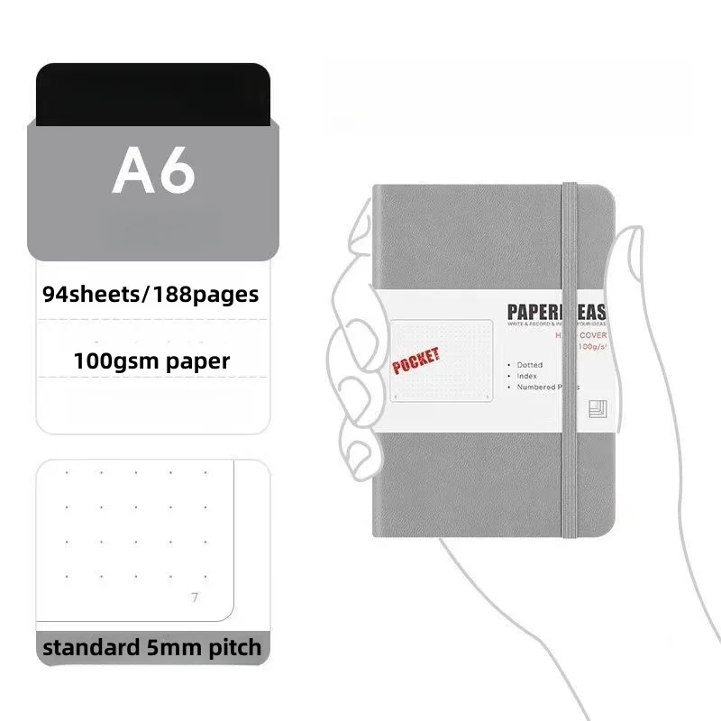 A6 Dots Pocket Notebook with Number Pages Compact Portable Mini Journals for Note Taking Planning Organizer