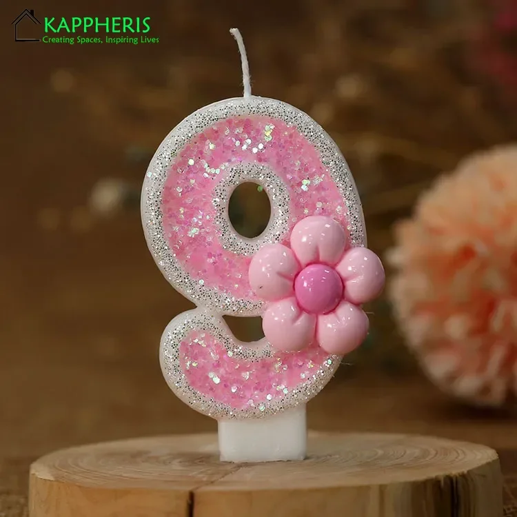 Candeline Numeri Viola Con Farfalla Glitterata 7,3 Cm - Numero 9 Per Torta Compleanno - 5