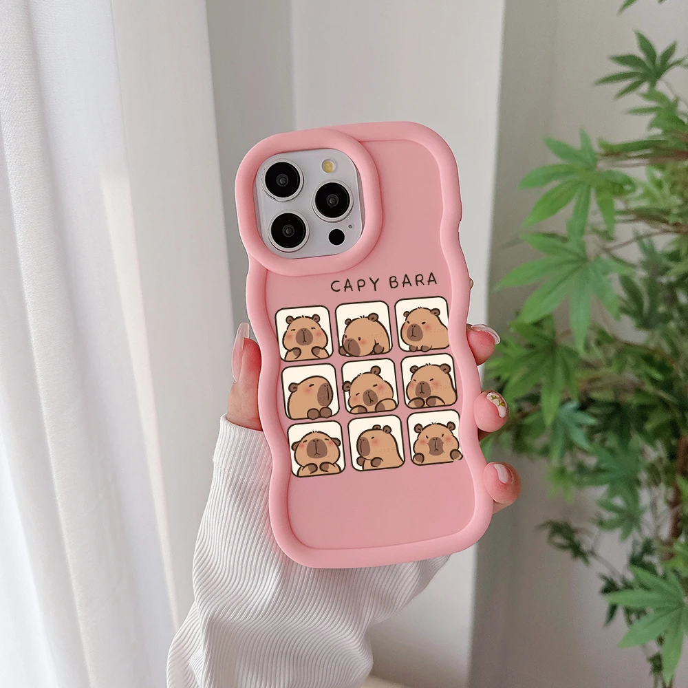 thumbnail image 1 of Bonita funda de teléfono Capybara para IPhone 15 14 13 12 11 Pro Max XR XS X 7 8 Plus SE20 Color caramelo funda trasera suave de TPU, 1 of 5