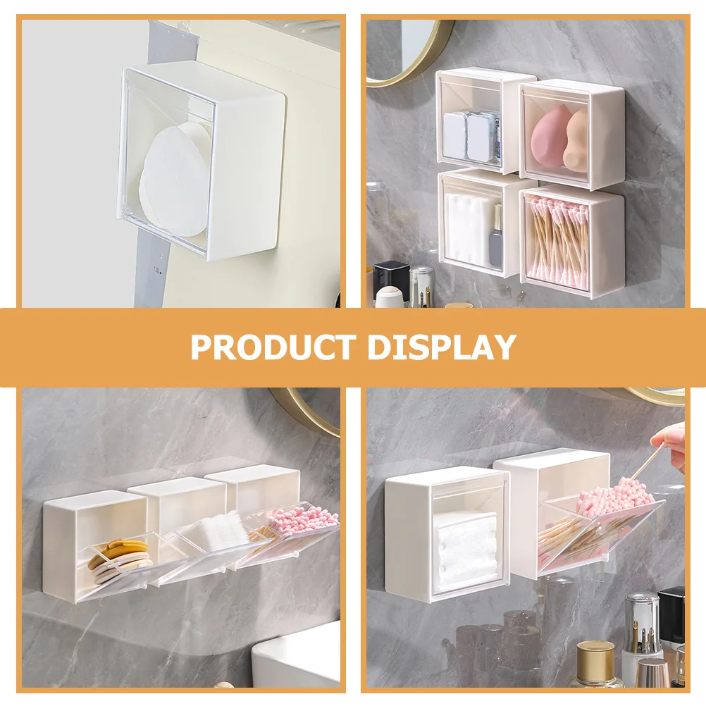4 Pcs Wall Storage Box Bins Clear Multi Foldable Makeup Organizers and Mounted Clamshell Boxes Bathroom 6
