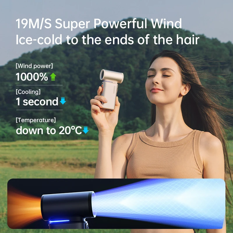 JISULIFE Portable Turbo Handheld Fan, 100 Winds Speeds Adjustable, 9000 mAh Rechargeable Battery, LED Display, Outdoor Camping 6