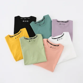WAVLATII New Women 100% Cotton T shirts Female Green Fashion Oversized Streetwear Short Sleeve Tees Tops for Summer 1